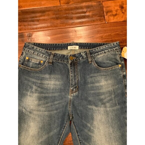 Loewe Blue Stonewashed Tapered Leg Logo Pocket Jeans, Size 38 - Picture 2 of 7